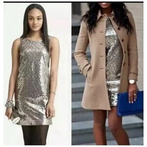 Banana Republic Dress Women Size 6 Metallic Sequin Geometric Sleeveless Party
